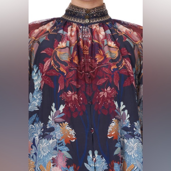 Camilla Raglan Button Up Silk Shirt Blouse Nouveau Nights - Picture 7 of 16